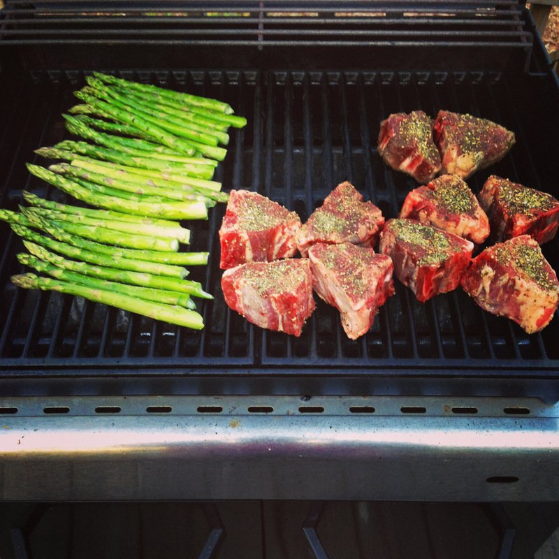 Grilling Lamb Chops and Asparagus